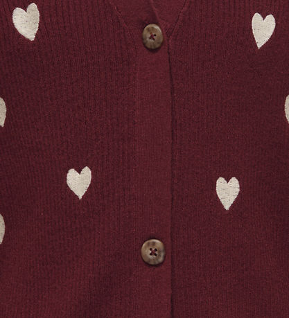 Kids Only Cardigan - KogDana - Vneck - Cabernet/EMB Tofu/Hearts