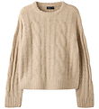 LMTD Sweatshirt - NlfkLeavecable - Strik - Oatmeal