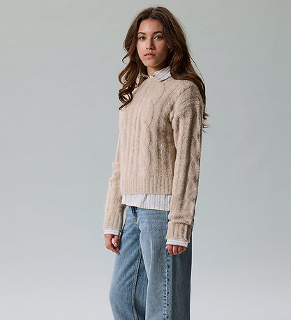 LMTD Sweatshirt - NlfkLeavecable - Strik - Oatmeal