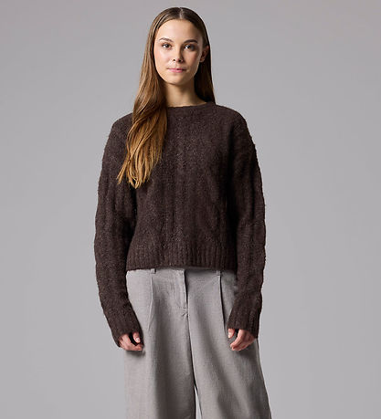 LMTD Sweatshirt - NlfkLeavecable - Strik - Chocolate Brown