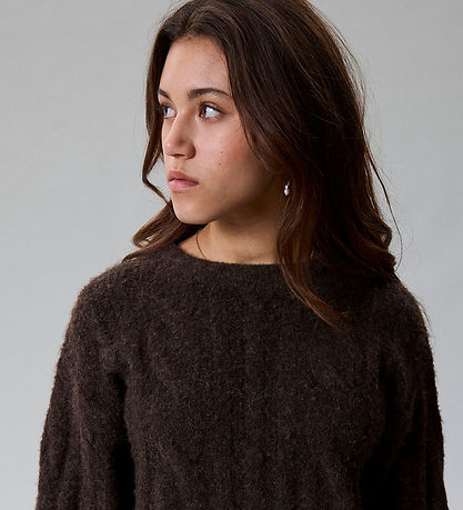 LMTD Sweatshirt - NlfkLeavecable - Strik - Chocolate Brown