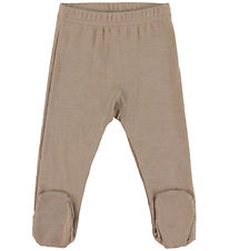 Joha Leggings m. Fødder - Uld/Silke - Mørk Beige