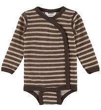 Joha Wrap Bodysuit l/s - Wool - Dark Brown