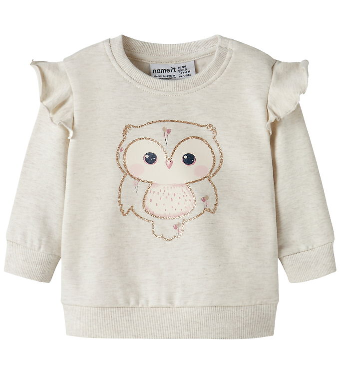 Name It Sweatshirt - NbfNilda - Peyote Melange m. Ugle