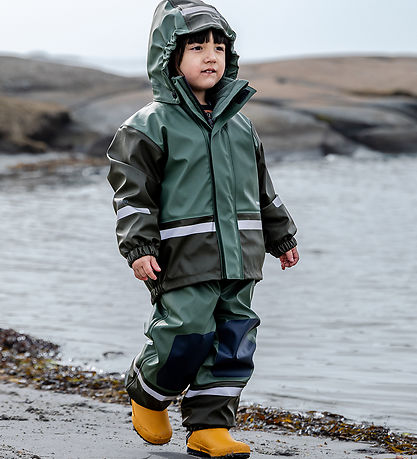 Didriksons Regntøj m. Fleece - PU - Boardman - Dark Moss
