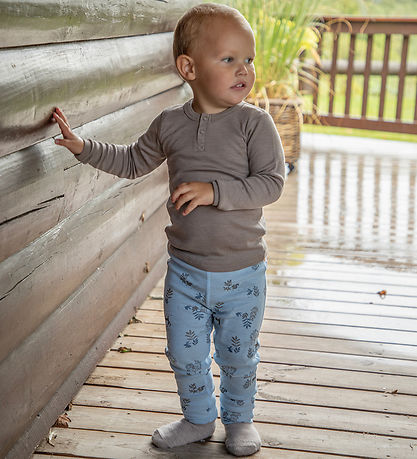 Joha Leggings - Uld/Silke - Blå m. Natur