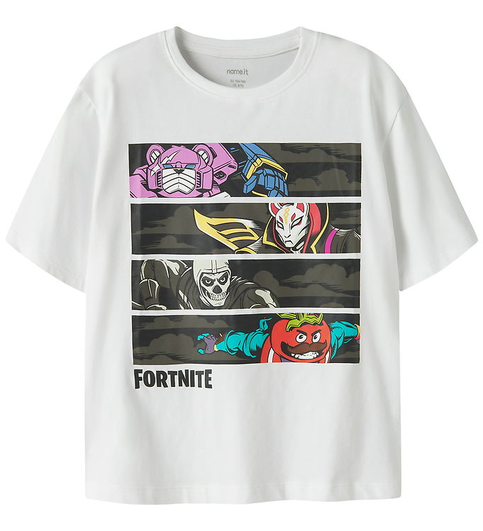 Name It T-shirt - NkmAmos - Fortnite - Bright White