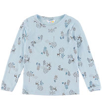 Joha Bluse - Uld/Silke - Blå m. Natur
