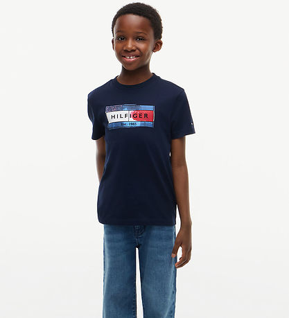 Tommy Hilfiger T-shirt - Dark Blue m. Print