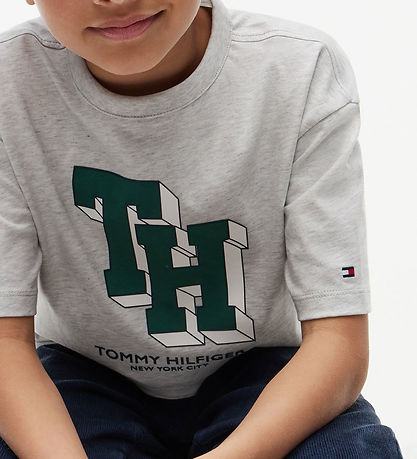 Tommy Hilfiger T-shirt - Gråmeleret m. Print