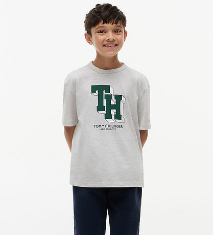 Tommy Hilfiger T-shirt - Gråmeleret m. Print