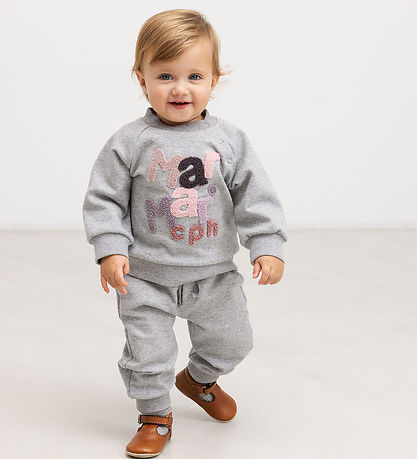 MarMar Bluse - Theos - Cloud Grey Logo m. Rosa