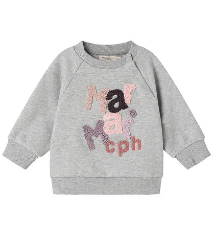 MarMar Bluse - Theos - Cloud Grey Logo m. Rosa