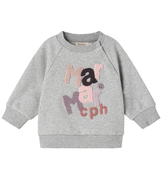 MarMar Bluse - Theos - Cloud Grey Logo m. Rosa