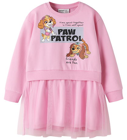 Name It Kjole - Sweat/Tyl - NmfArra - Paw Patrol - Begonia Pink
