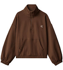Calvin Klein Bluse - Half-Zip - Rocky RoadBrown