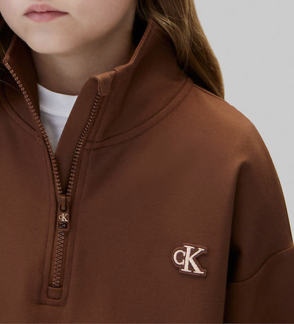 Calvin Klein Bluse - Half-Zip - Rocky RoadBrown