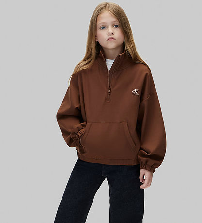 Calvin Klein Bluse - Half-Zip - Rocky RoadBrown