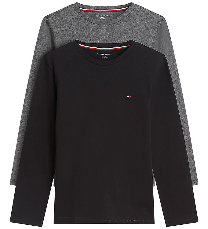Tommy Hilfiger Bluser - 2-pak - Sort/Mørkegråmeleret