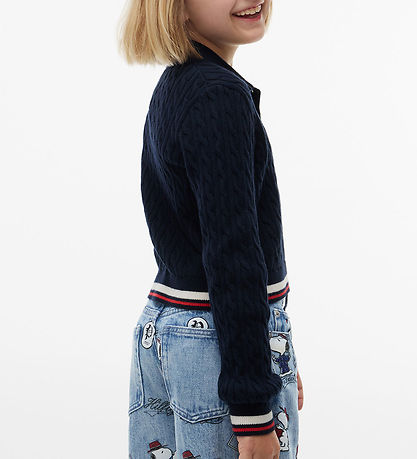 Tommy Hilfiger Polobluse - Cropped - Strik - Dark Blue