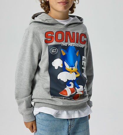 Name It Hættetrøje - NkmAlfe - Sonic - Grey Melange