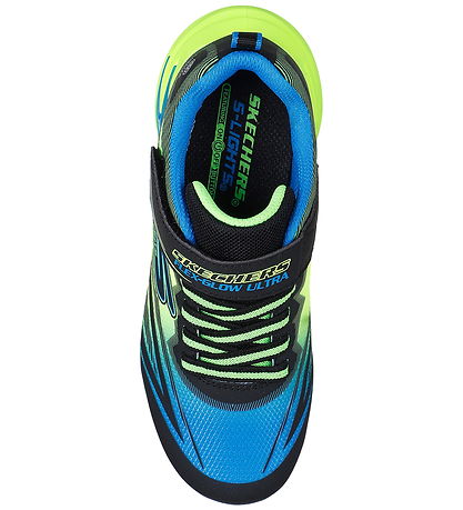 Skechers Blinkesko - Flex-Glow Ultra - Sort/Blå/Lime