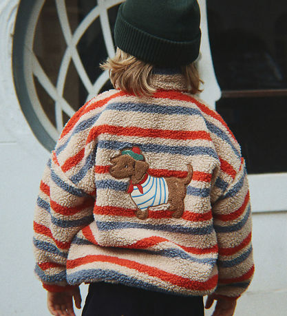 Konges Sløjd Fleecejakke - Jody - Tangerine Stripe