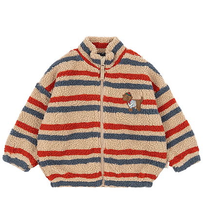 Konges Sløjd Fleecejakke - Jody - Tangerine Stripe