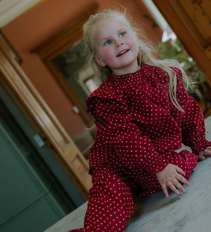 Fliink Bluse - Fløjl - Dolly Dot - Red Bud Dot