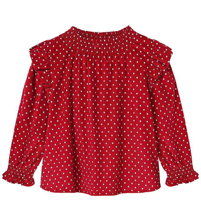 Fliink Bluse - Fløjl - Dolly Dot - Red Bud Dot