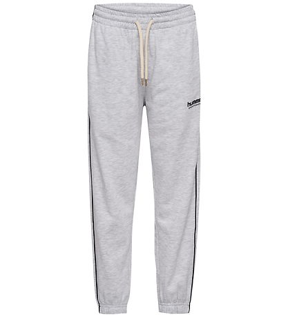 Hummel Sweatpants - hmlJR Loose - Light Grey Melange/Black