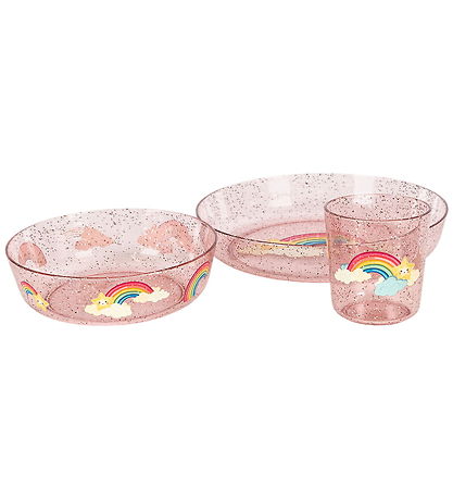 Konges Sløjd Spisesæt - 3 Dele - Rainbow m. Glimmer