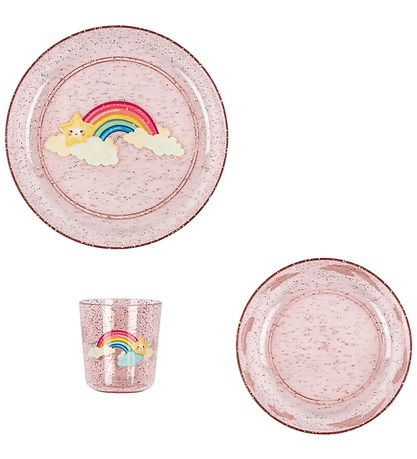 Konges Sløjd Spisesæt - 3 Dele - Rainbow m. Glimmer