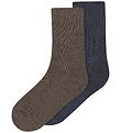 Name It Strømper - 2-pak - Uld/Bomuld - NkmWak - Morel/ Ombre Bl