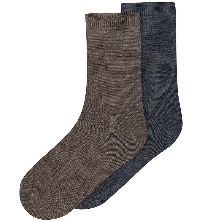 Name It Strømper - 2-pak - Uld/Bomuld - NkmWak - Morel/ Ombre Bl