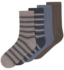 Name It Strømper - 4-pak - Uld/Bomuld - NkmWak - Folkstone Gray/