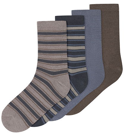 Name It Strømper - 4-pak - Uld/Bomuld - NkmWak - Folkstone Gray/