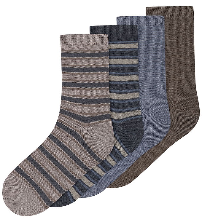 Name It Strømper - 4-pak - Uld/Bomuld - NkmWak - Folkstone Gray/