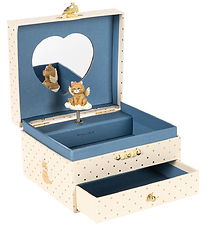 Konges Sløjd Schmuckkästchen m. Musik - 14 cm - Creme m. Katze