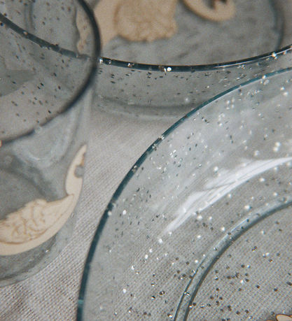 Konges Sløjd Spisesæt - 3 Dele - Swan Blue m. Glimmer