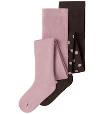 Name It Strømpebukser - 2-pak - NmfNina - Chocolate Plum/Lilas