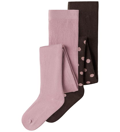 Name It Strømpebukser - 2-pak - NmfNina - Chocolate Plum/Lilas