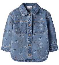 Name It Denimjakke - NmfJoy - Medium Blue Denim/FLOWER