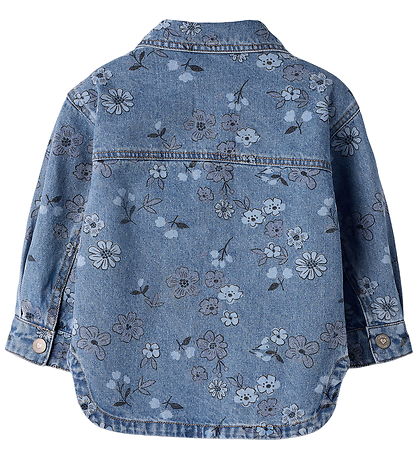 Name It Denimjakke - NmfJoy - Medium Blue Denim/FLOWER