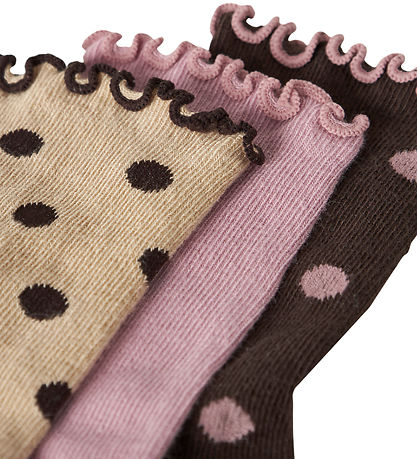 Name It Strømper - 3-pak - NmfNina - Sesame/Chocolate Plum/Lilas