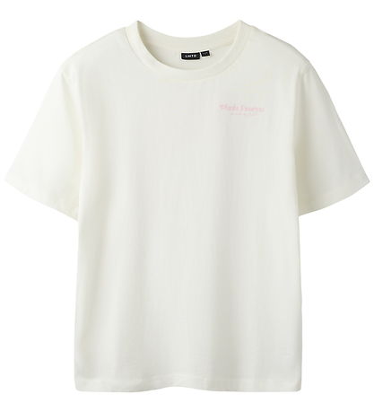 LMTD T-shirt - NlfHubba - White Alyssum/Pink A Boo