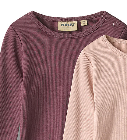 Wheat Bluser - Rib/Blonder - 2-pak - Ida - Eggplant