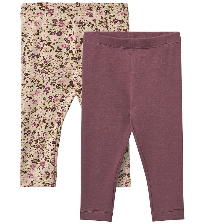 Wheat Leggings - 2-pak - Jules - Soft Sand Flower Wine