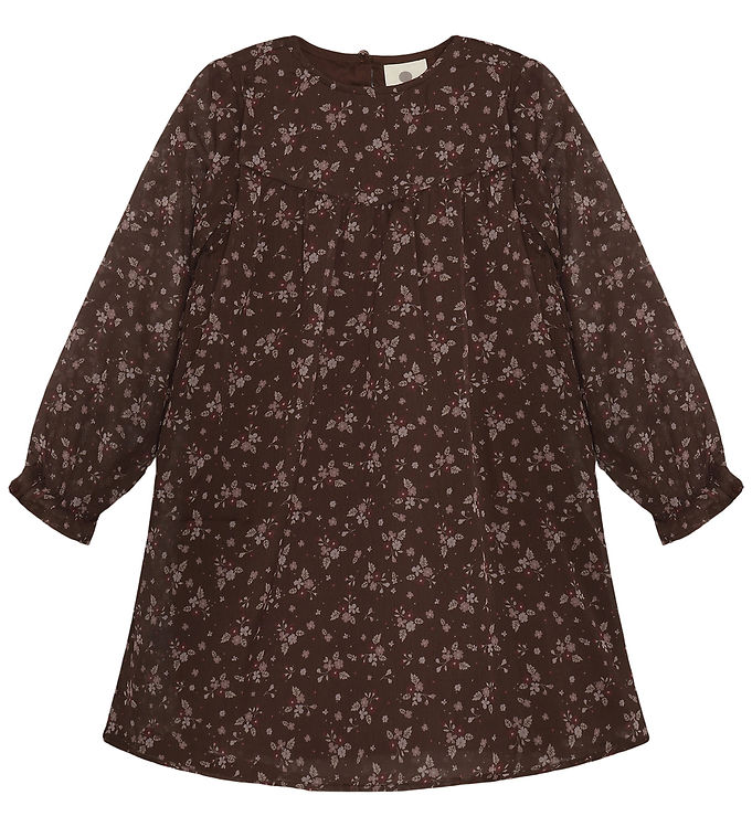 En Fant Kjole - Deep Mahogany m. Blomster