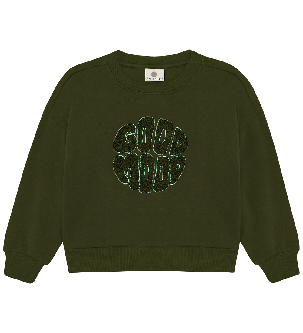 En Fant Sweatshirt - Kombu Green m. Print - En Fant - 9 Jahre (134) - Sweatshirts